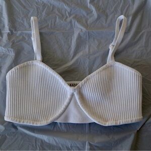 Babaton White Ribbed Bralette